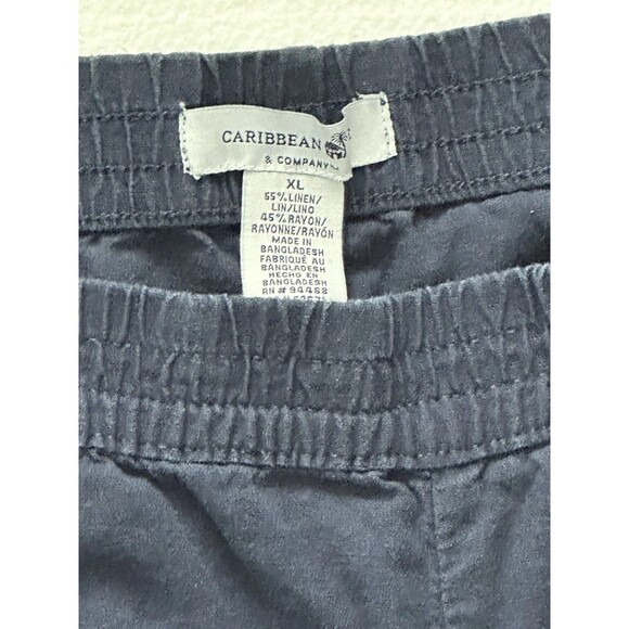 Caribbean Joe Blue Elastic Waist Blue Linen Blend Casual Cropped Capri Pant XL - Picture 3 of 5